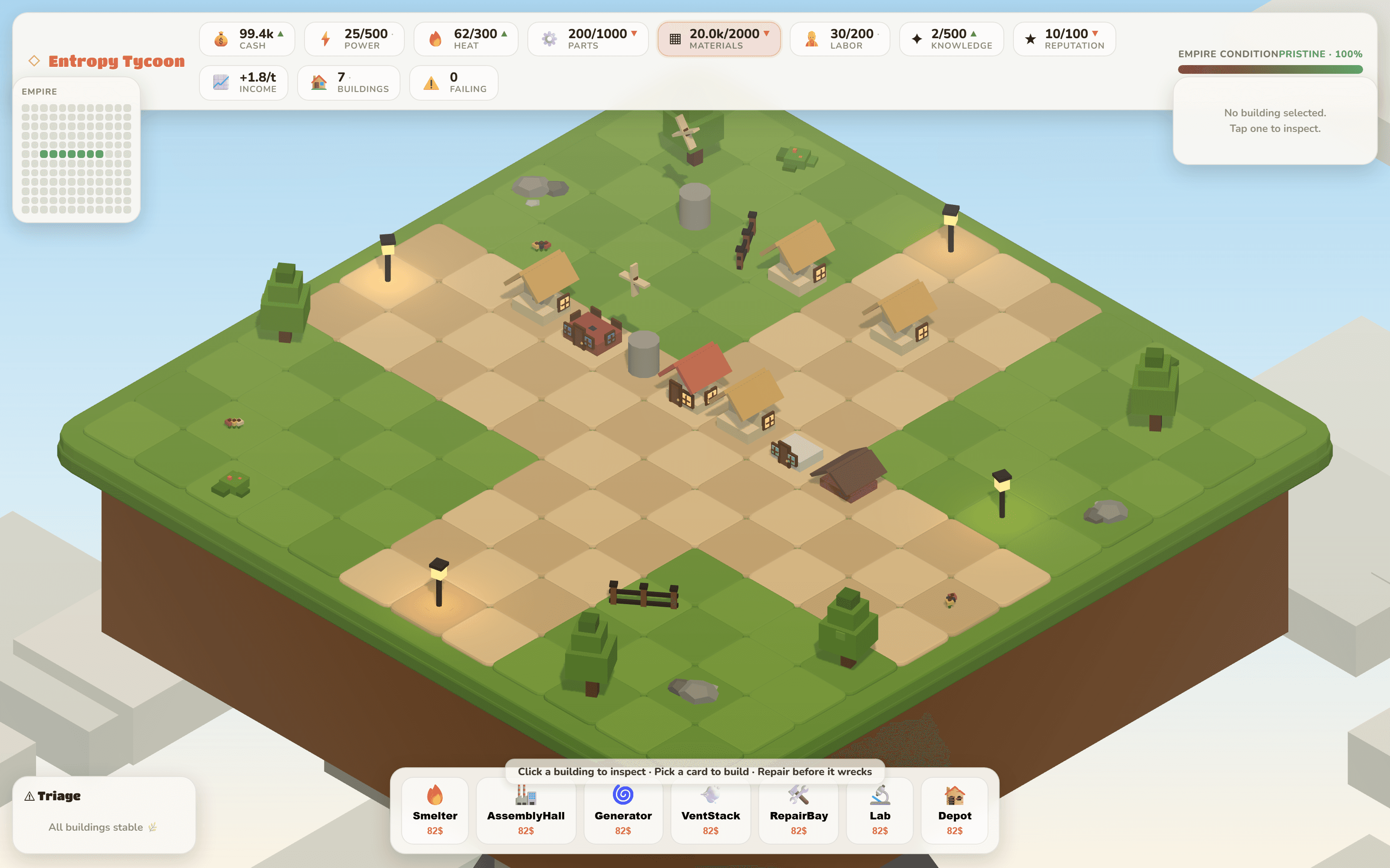 A voxel village ready to build